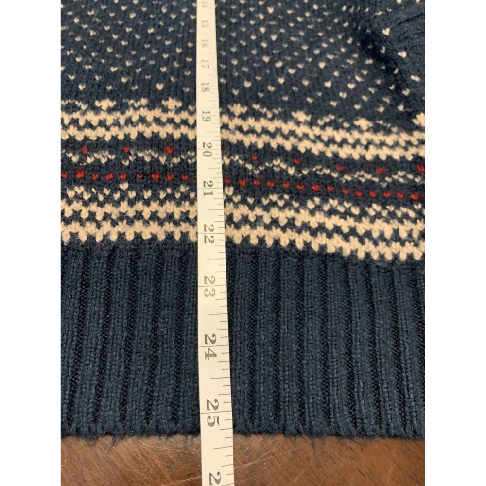 American Eagle M Fair Isle Knit Y2K Pullover Sweater Hoodie Blue - Picture 6 of 8